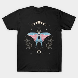 Transgender Luna Moth Celestial Cottagecore LGBT Pride Flag T-Shirt